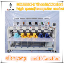 ELUCKY 2015 High Quality Six Heads Computer Operation Flat /Cap/T-shirt Embroidery Machine